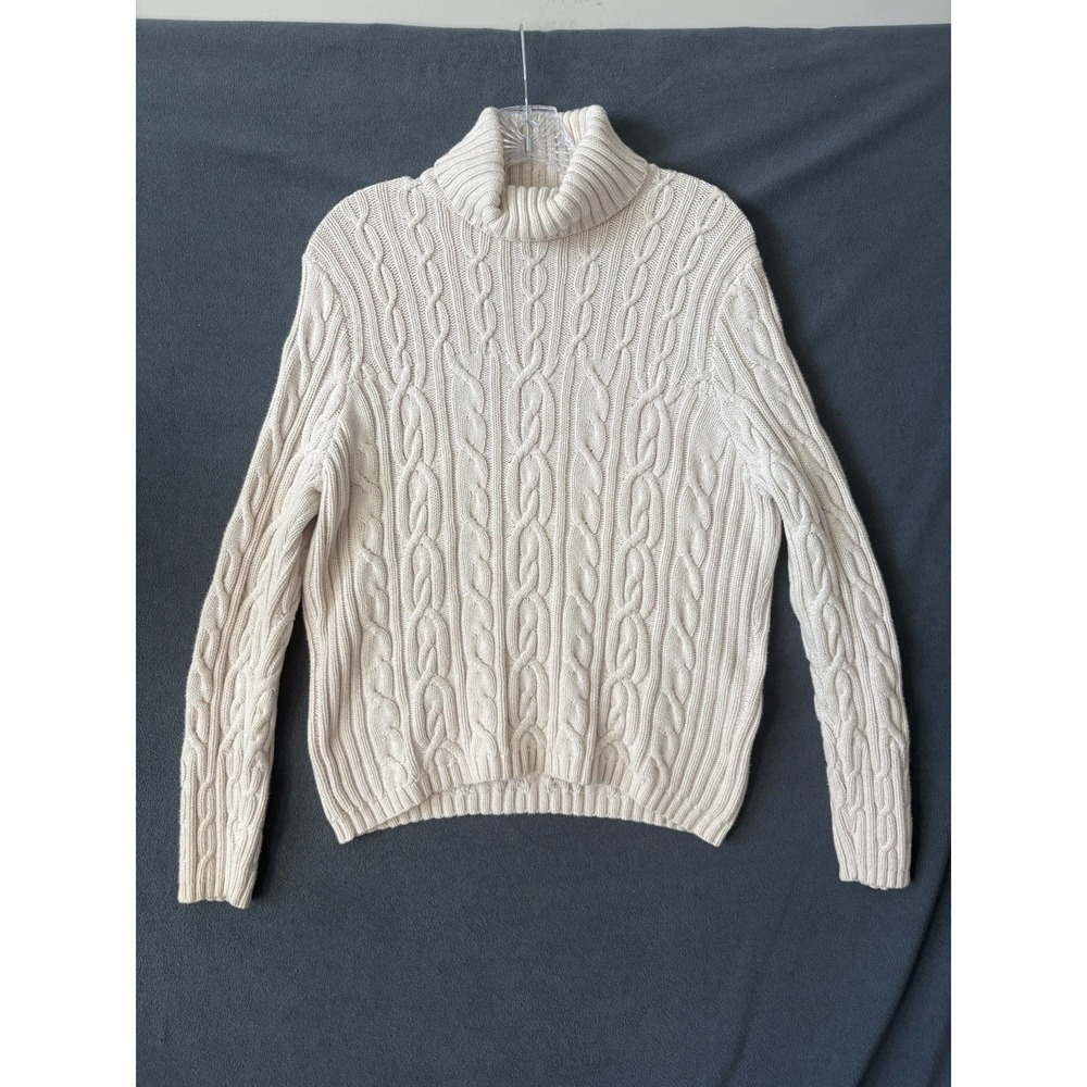 Wainscott Fishermen's Sweater XL Cable Knit Cream 100% Cotton 90's Vintage